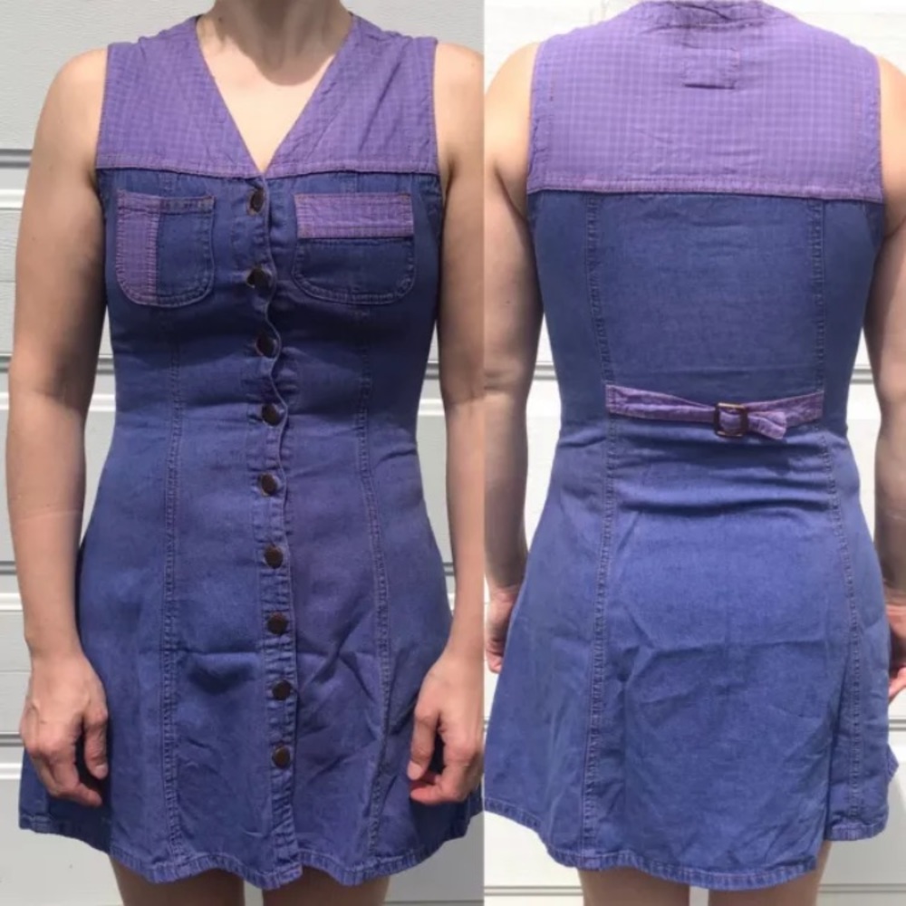 rad 90s PURPLE Nevada jeanswear vintage dress SMALL S vtg grunge kinderwhore